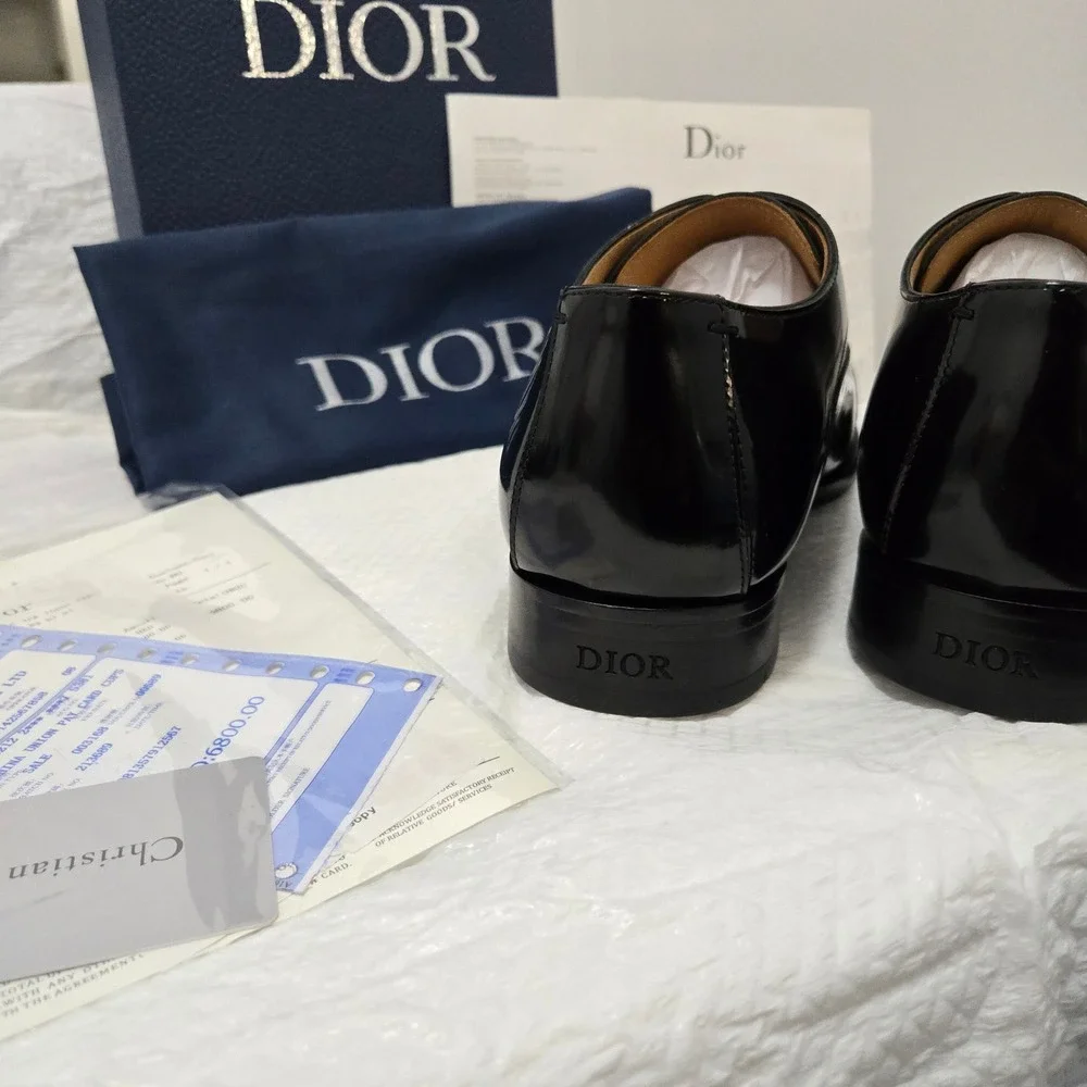 Dior Men Black Leather Oblique Cap Toe Oxford Dress Shoes Size 45 US 11 12 956-1